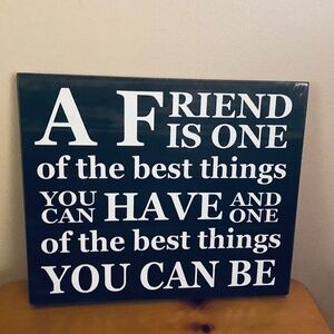 Black and White Friendship Quote Wall Art. 12”x12”